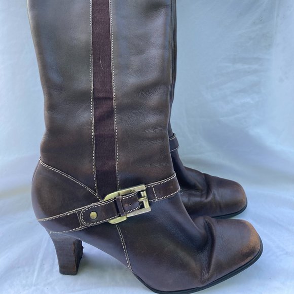 Anne Klein Shoes - Anne Klein - AKMerritt Tall, Heeled Boots SIZE 6 1/2 M -- Leather Upper